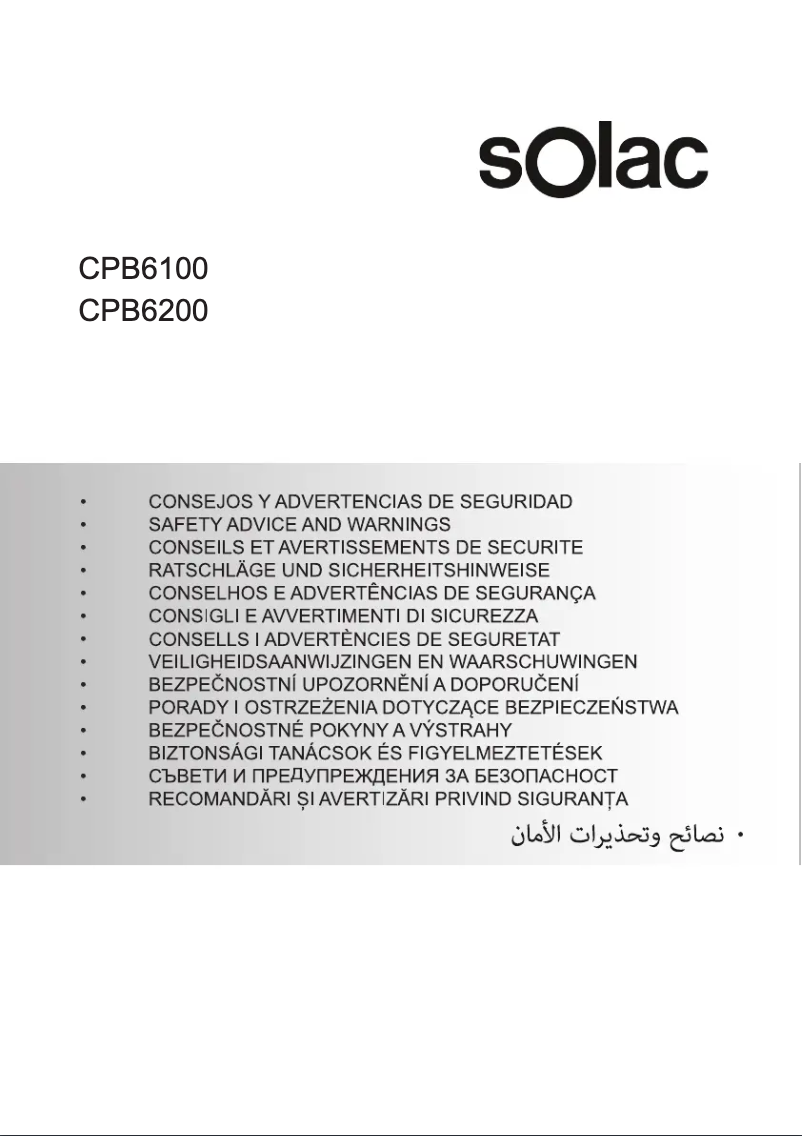 Page 1 of the manual Safety Instructions Solac Blank Canvas CPB6200
