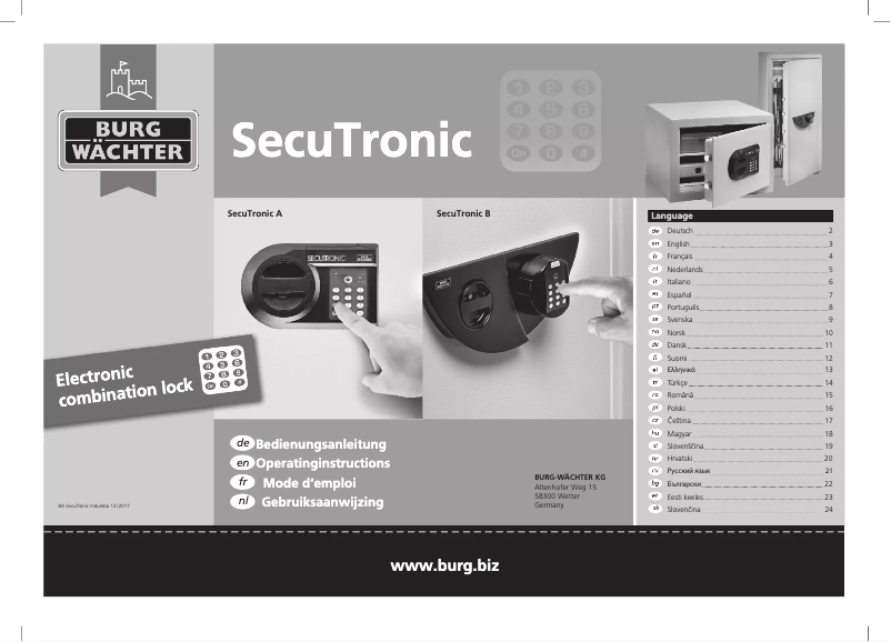 Página 1 del manual Manual de usuario Burgwachter Office 121 E