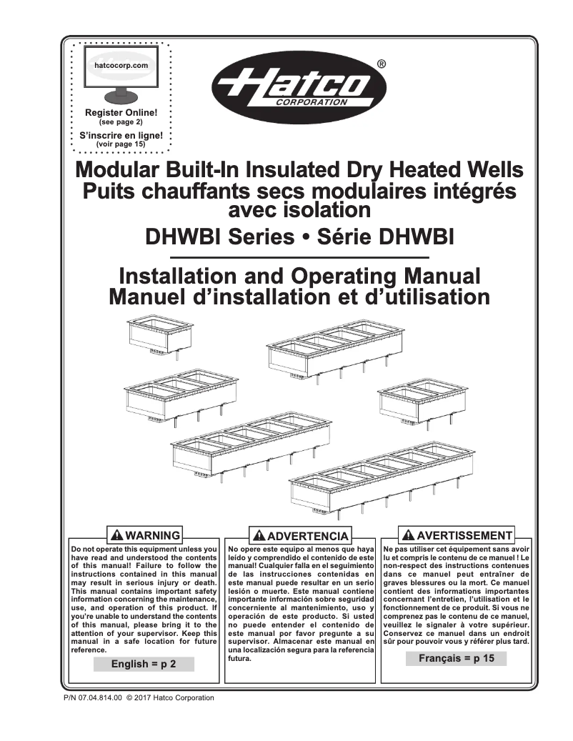 Page n°1 - Manuel utilisateur Hatco DHWBI-3