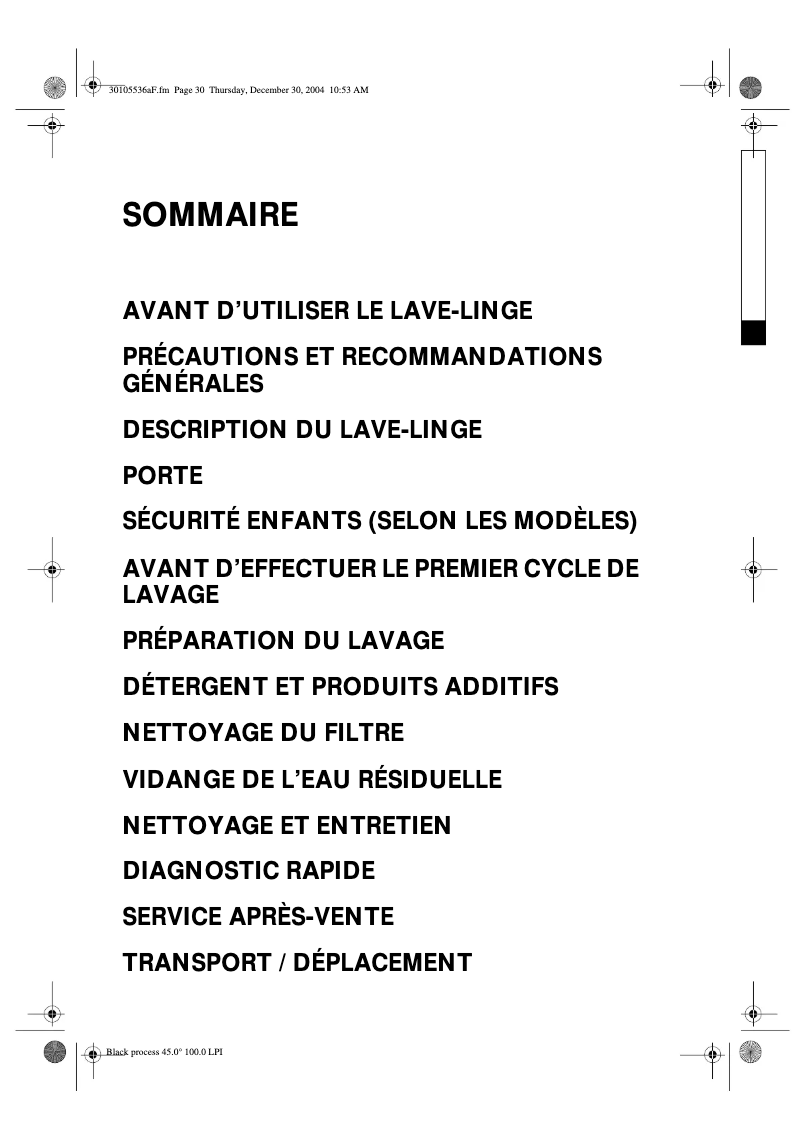 Page 1 de la notice Manuel utilisateur Whirlpool AWM 011