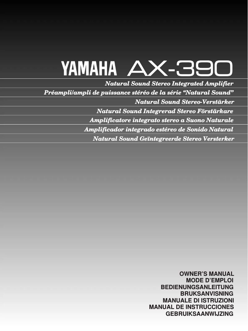 Page n°1 - Manuel utilisateur Yamaha AX-390