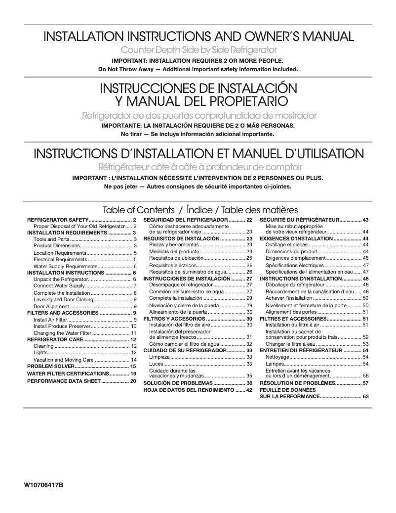 Page n°1 - Guide d'installation Maytag MSC21C6MFZ