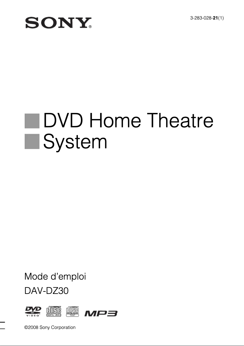 Image de la première page du manuel de l'appareil DAV-DZ30