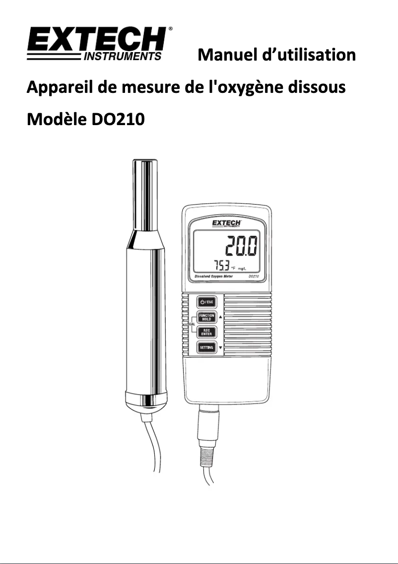 Page 1 de la notice Manuel utilisateur Extech DO210