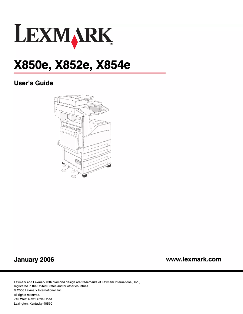 Page n°1 - Manuel utilisateur Lexmark X854e