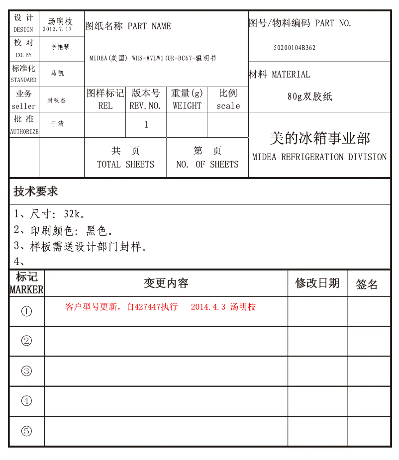 Page 1 de la notice Manuel utilisateur Midea WHS-87LW1