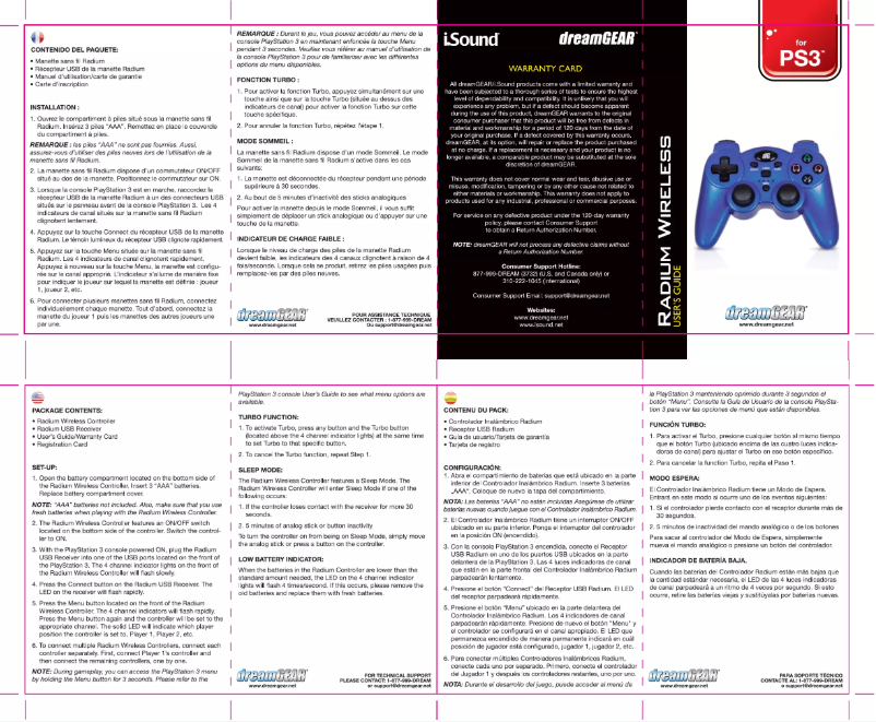 Image de la première page du manuel de l'appareil Radium, PS3