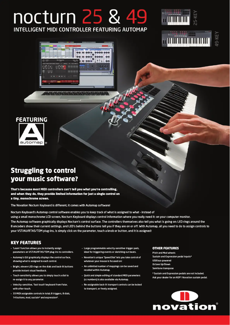 Page 1 de la notice Brochure Novation Nocturn 25