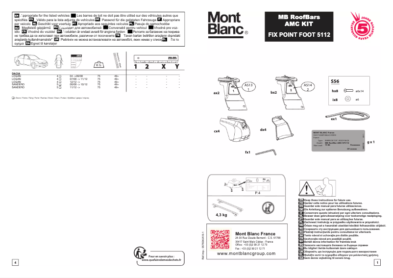 Page 1 de la notice Manuel utilisateur Mont Blanc AMC 5112