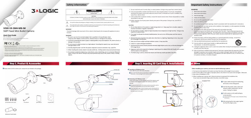 Image de la première page du manuel de l'appareil VISIX VX-5M4-MB-IW