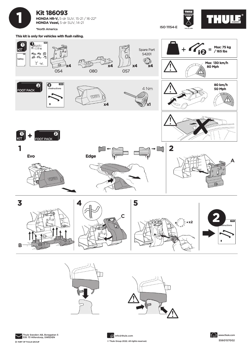 Page 1 de la notice Manuel utilisateur Thule Kit 186093