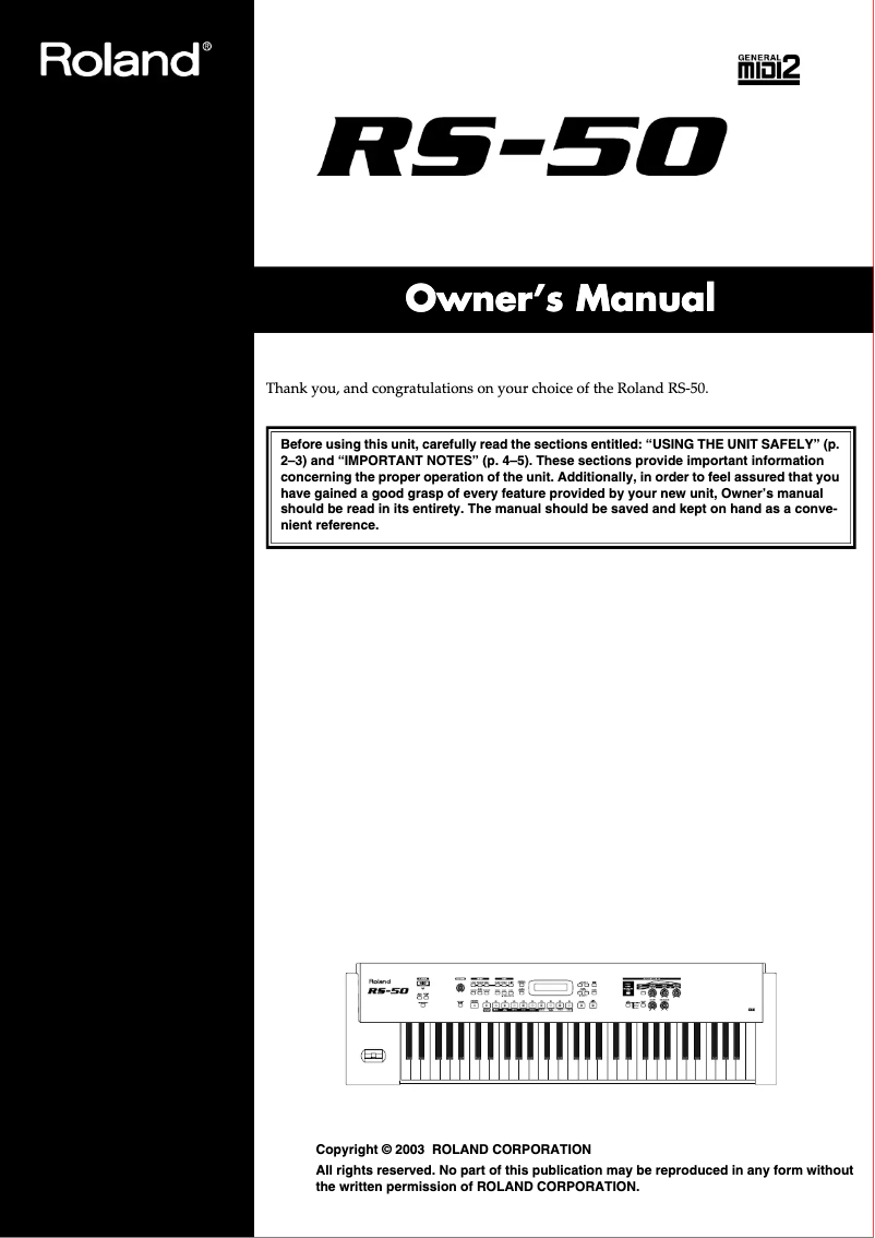 Image de la première page du manuel de l'appareil RS-50