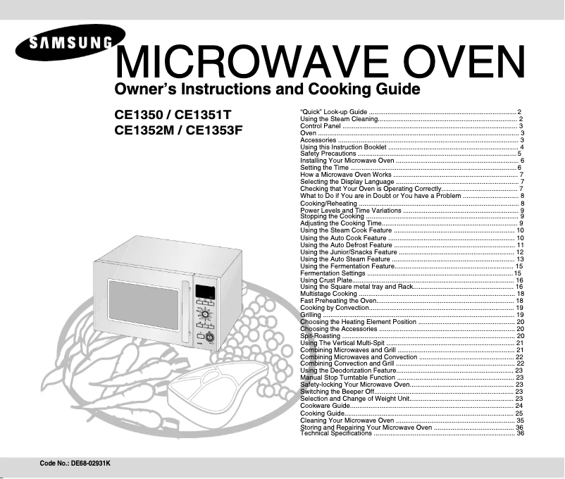 Page n°1 - Manuel utilisateur Samsung CE1350