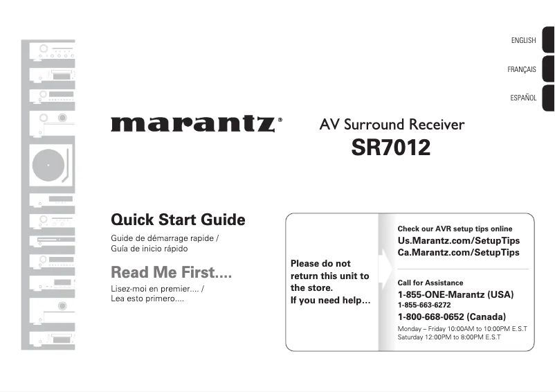 Página 1 del manual Guía de inicio rápido Marantz SR7012