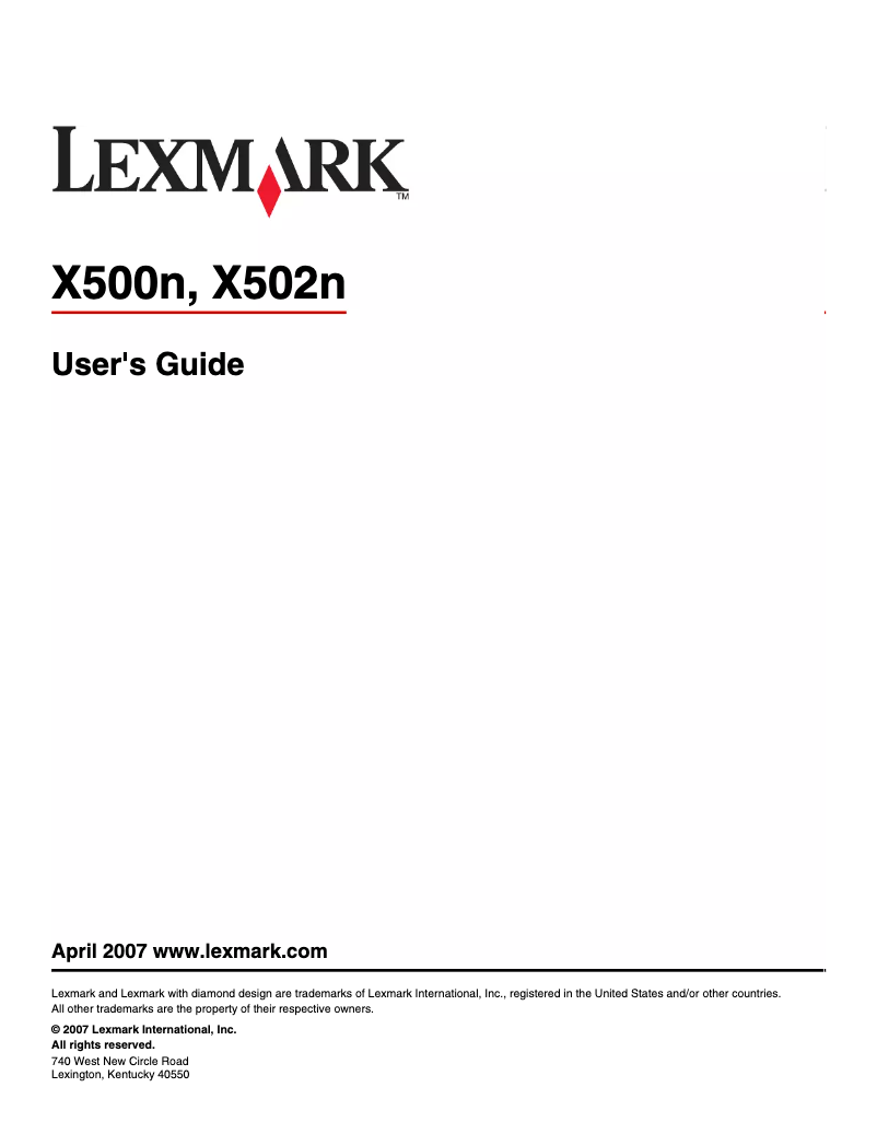 Página 1 del manual Manual de usuario Lexmark X500N