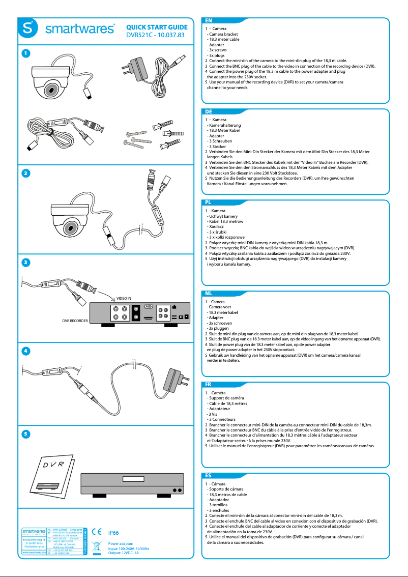 Page 1 de la notice Manuel utilisateur Smartwares DVR521C