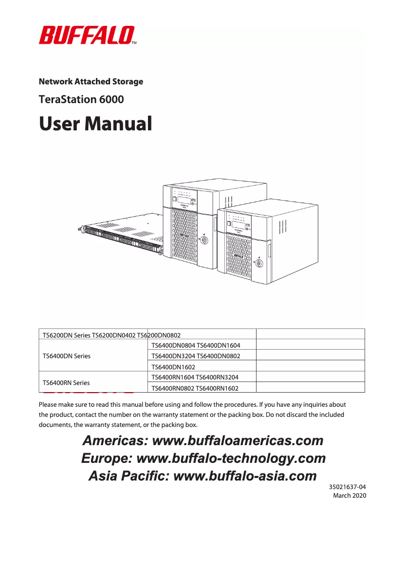 Image de la première page du manuel de l'appareil TeraStation 6400RN