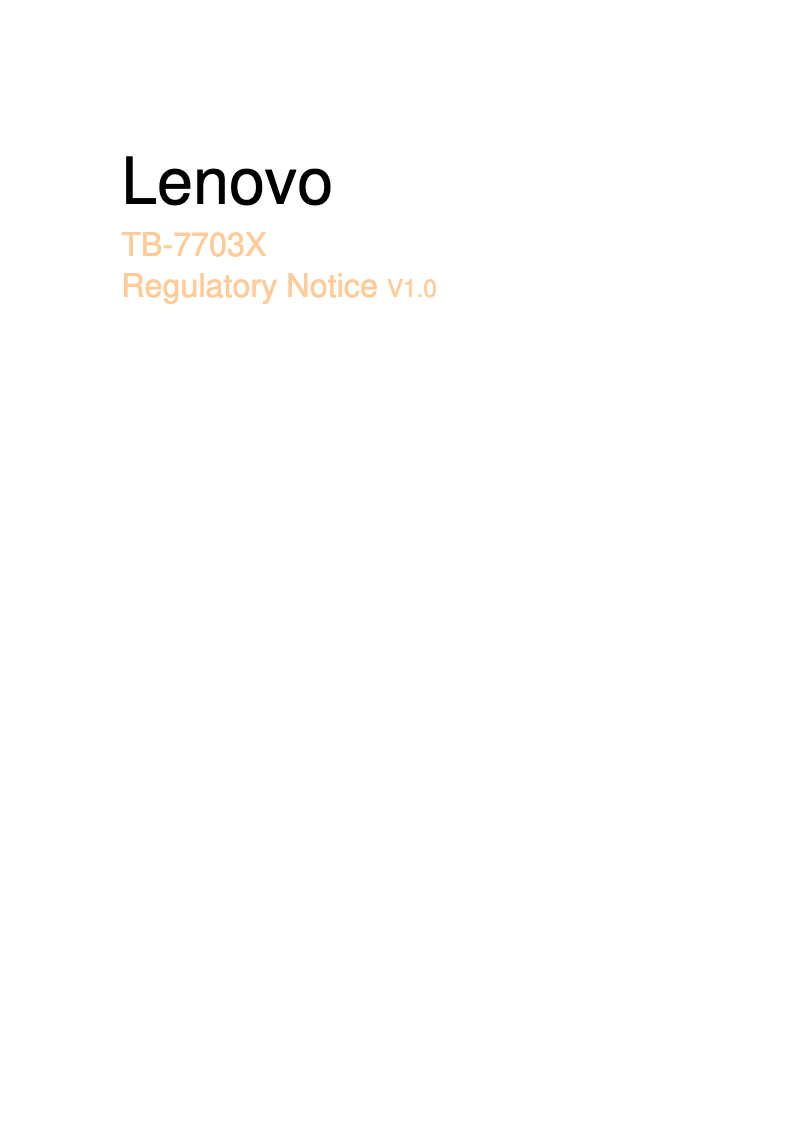 Page n°1 - Manuel utilisateur Lenovo TB-7703X