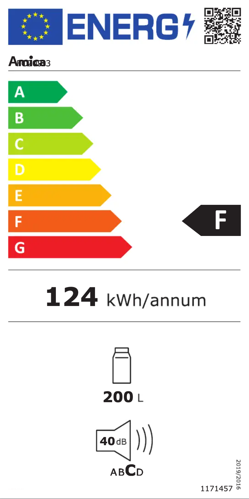 Página 1 del manual Etiqueta energética Amica FC2093