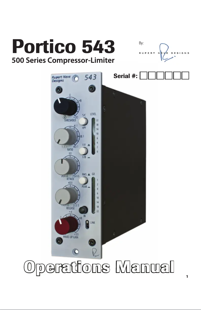 Page n°1 - Manuel utilisateur Rupert Neve Designs Portico 543