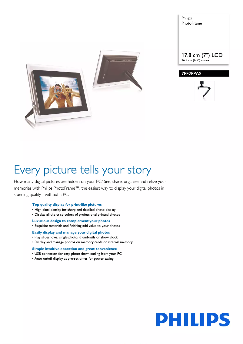 Page 1 de la notice Brochure Philips 7FF2FPAS
