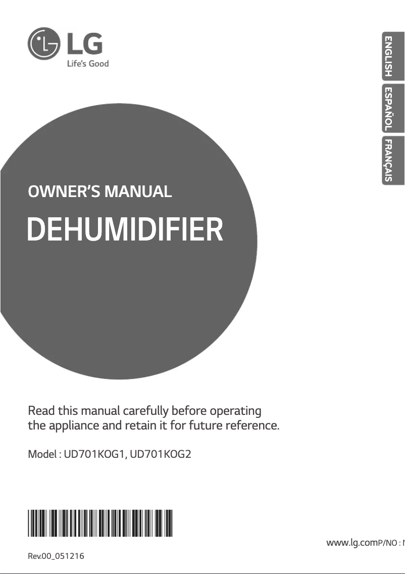 Page 1 of the manual User Manual LG UD701KOG1
