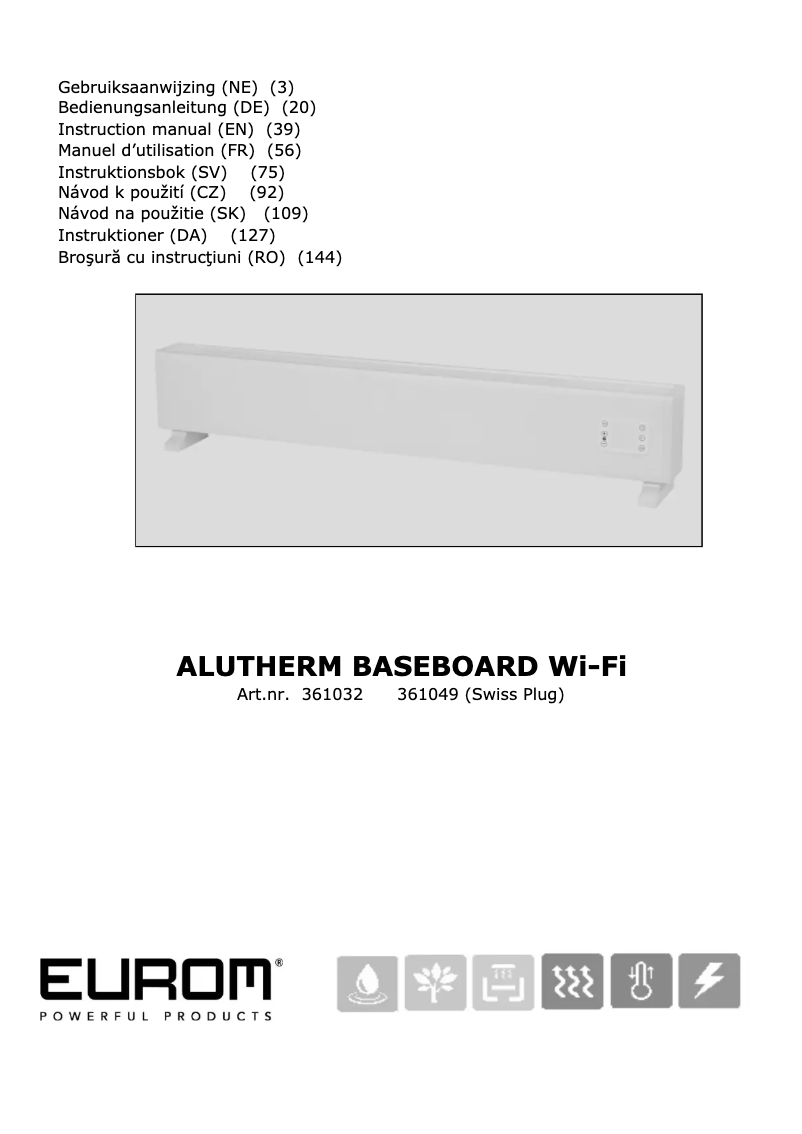 Page 1 de la notice Manuel utilisateur Eurom Alutherm Baseboard Wi-Fi