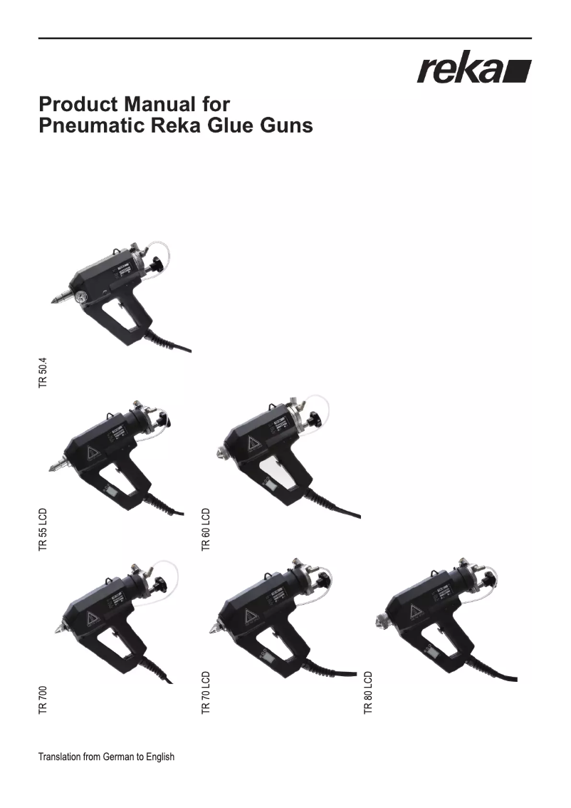 Page n°1 - Manuel utilisateur Reka TR 60 LCD