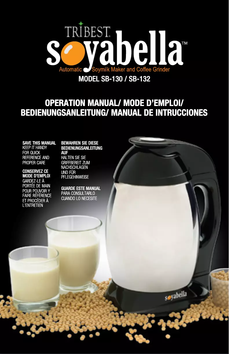 Page 1 de la notice Manuel utilisateur Tribest Soyabella SB-130