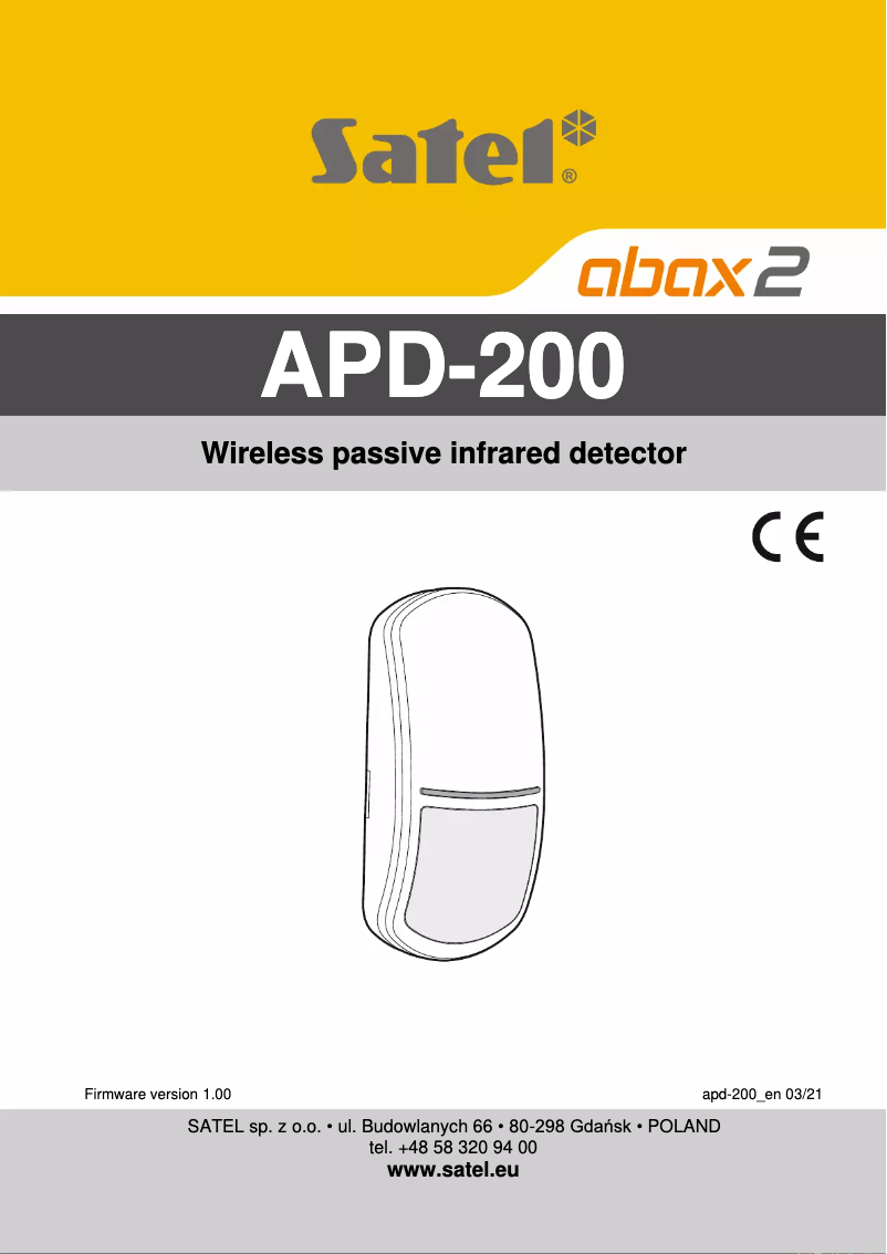 Page n°1 - Manuel utilisateur Satel APD-200
