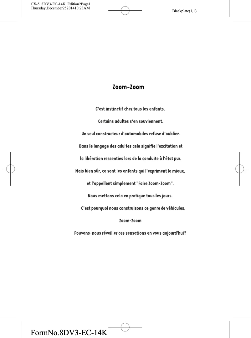 Page 1 de la notice Manuel utilisateur Mazda CX-5 (2016)