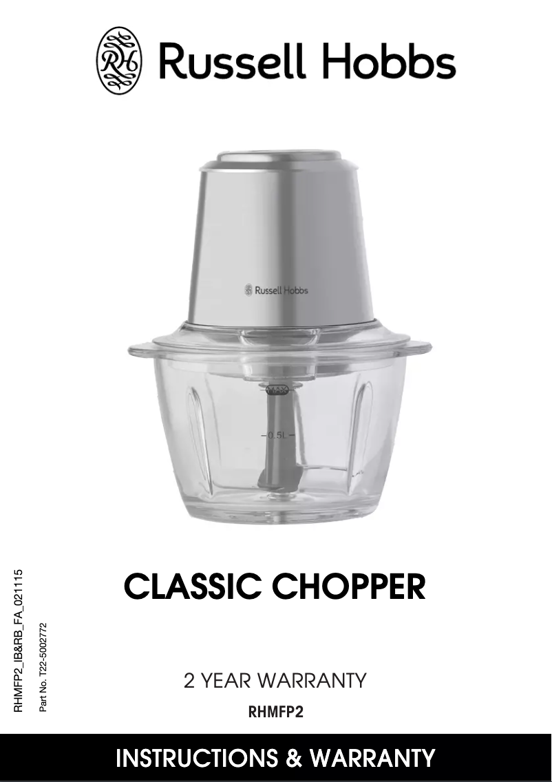 Image de la première page du manuel de l'appareil Classic Chopper RHMFP2