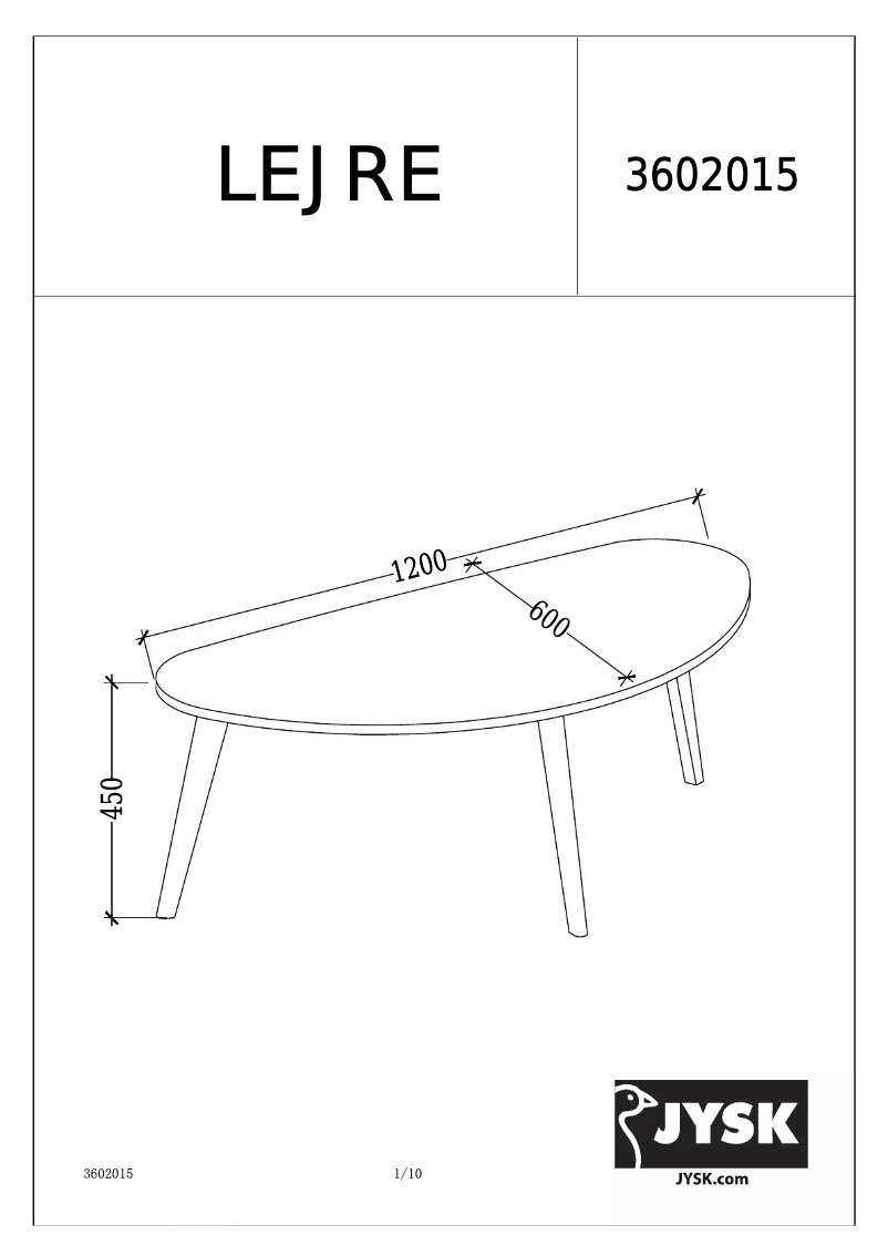 Page n°1 - Manuel utilisateur JYSK Lejre
