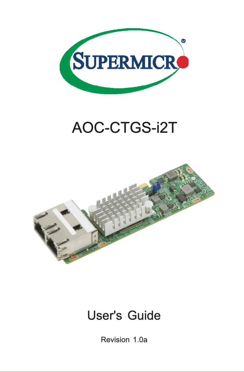Page n°1 - Manuel utilisateur Supermicro AOC-CTGS-I2T