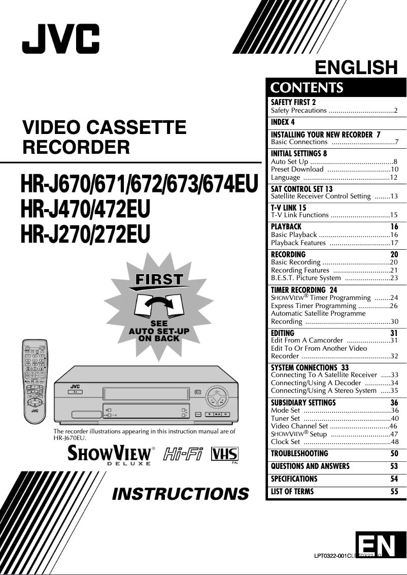 Page n°1 - Manuel utilisateur JVC HR-J470