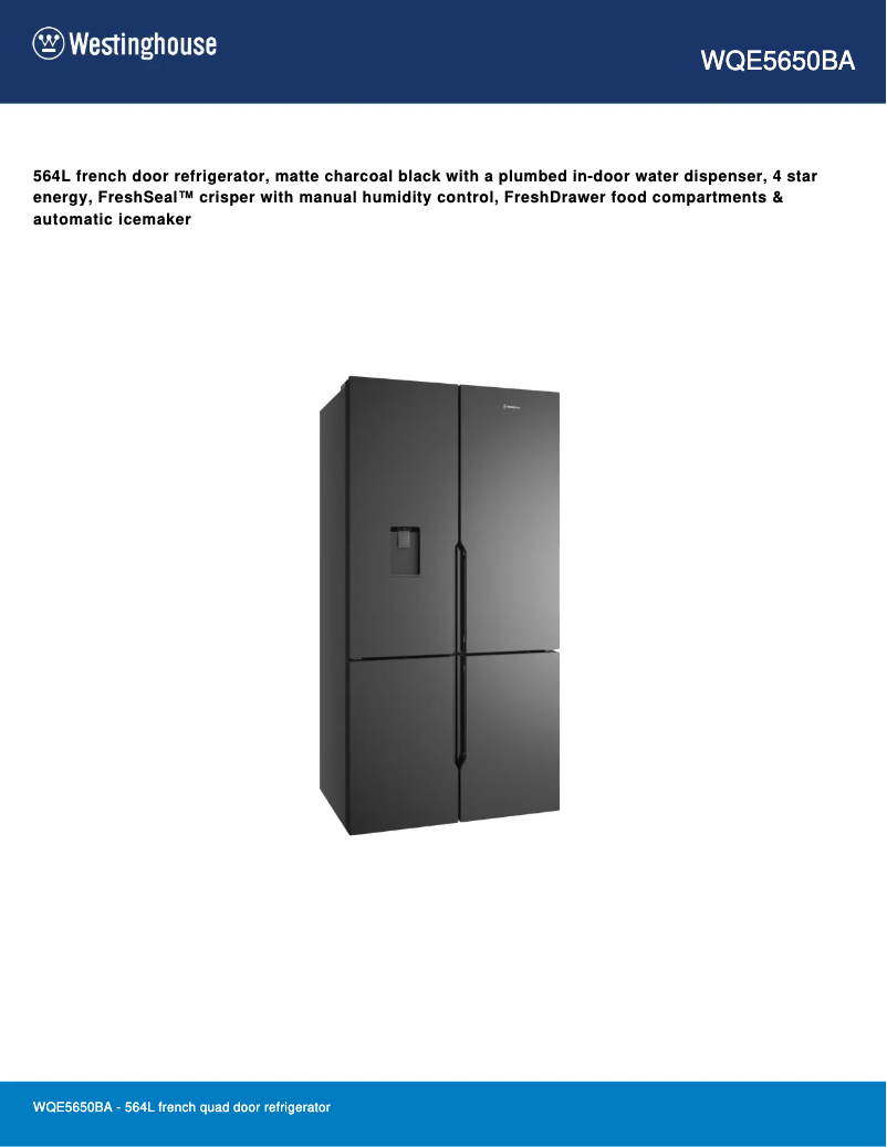 Image de la première page du manuel de l'appareil WQE5650BA