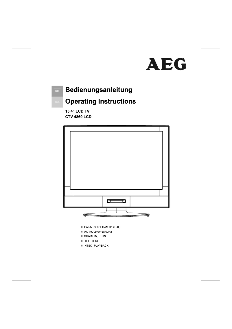 Page 1 de la notice Manuel utilisateur AEG CTV 4869