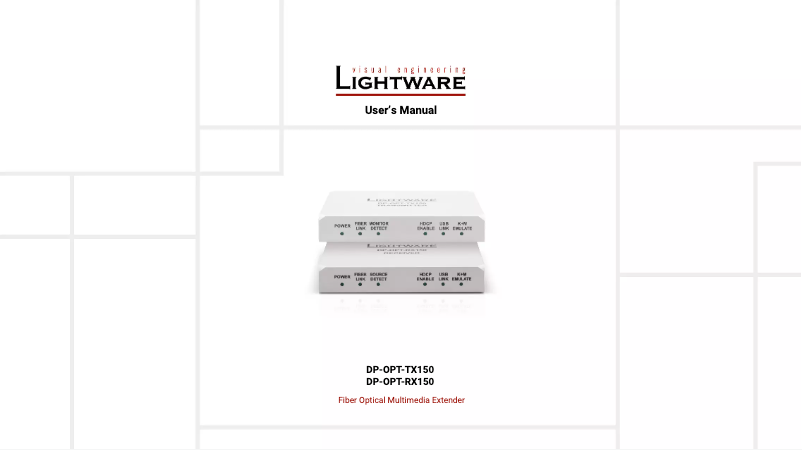 Page n°1 - Manuel utilisateur Lightware DP-OPT-TX150