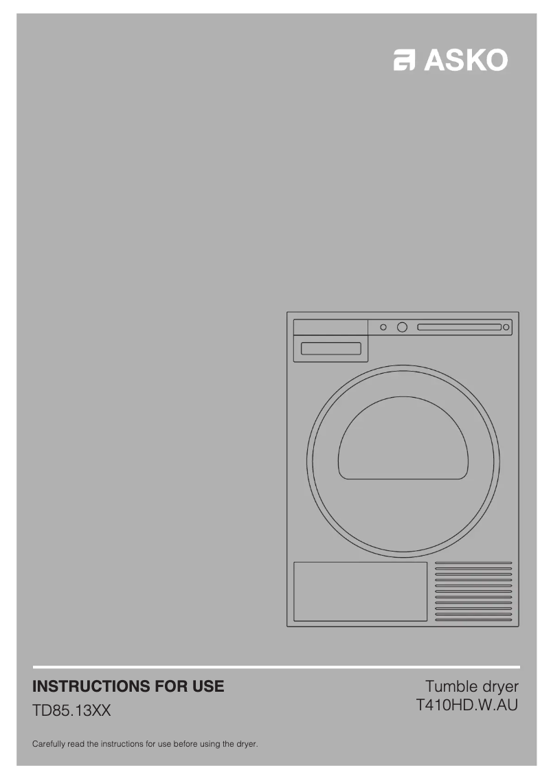 Page n°1 - Manuel utilisateur Asko T410HD.W.AU