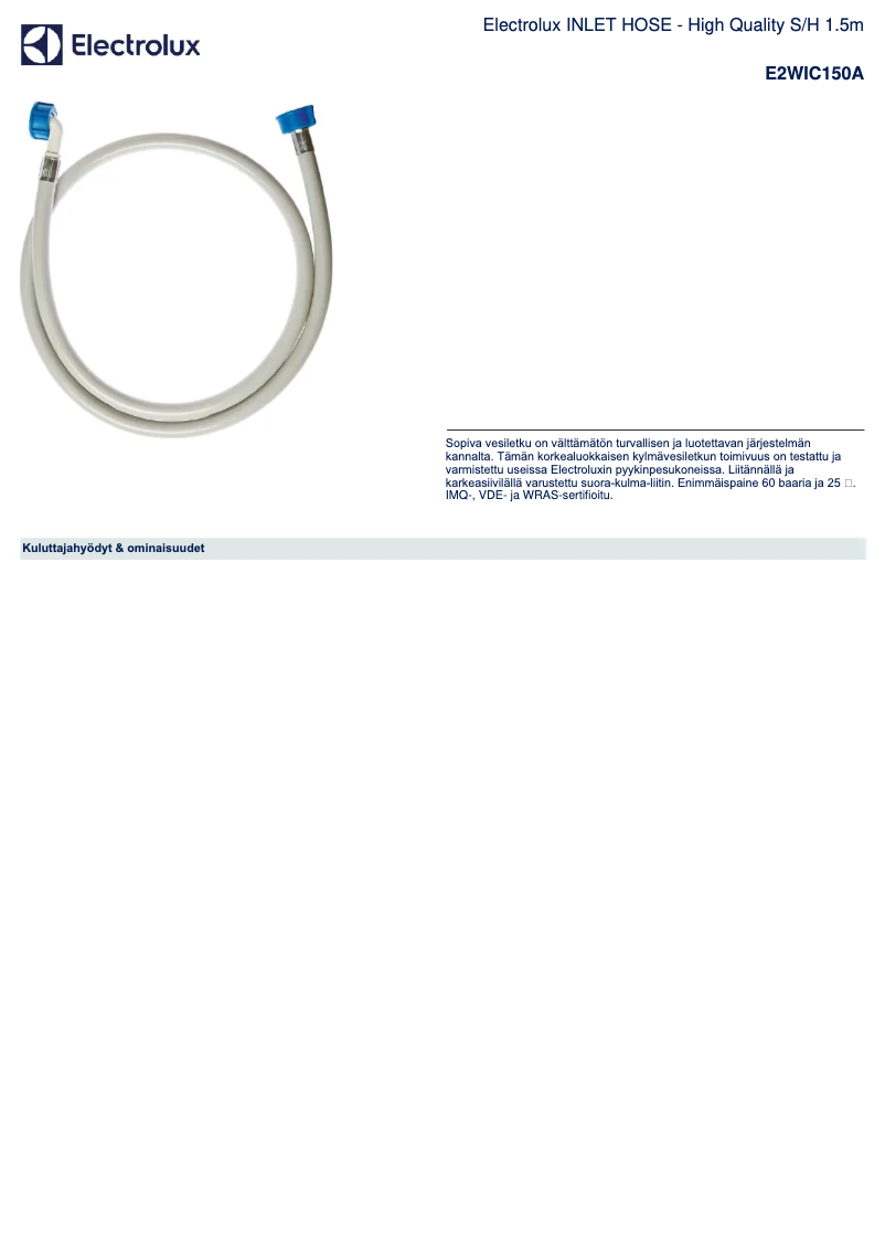 Image de la première page du manuel de l'appareil E2WIC150A