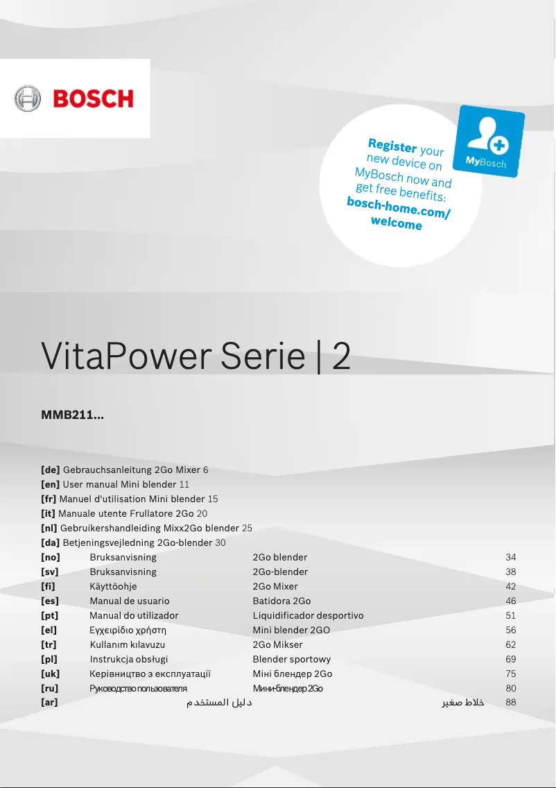 Image de la première page du manuel de l'appareil VitaPower MMB2111T