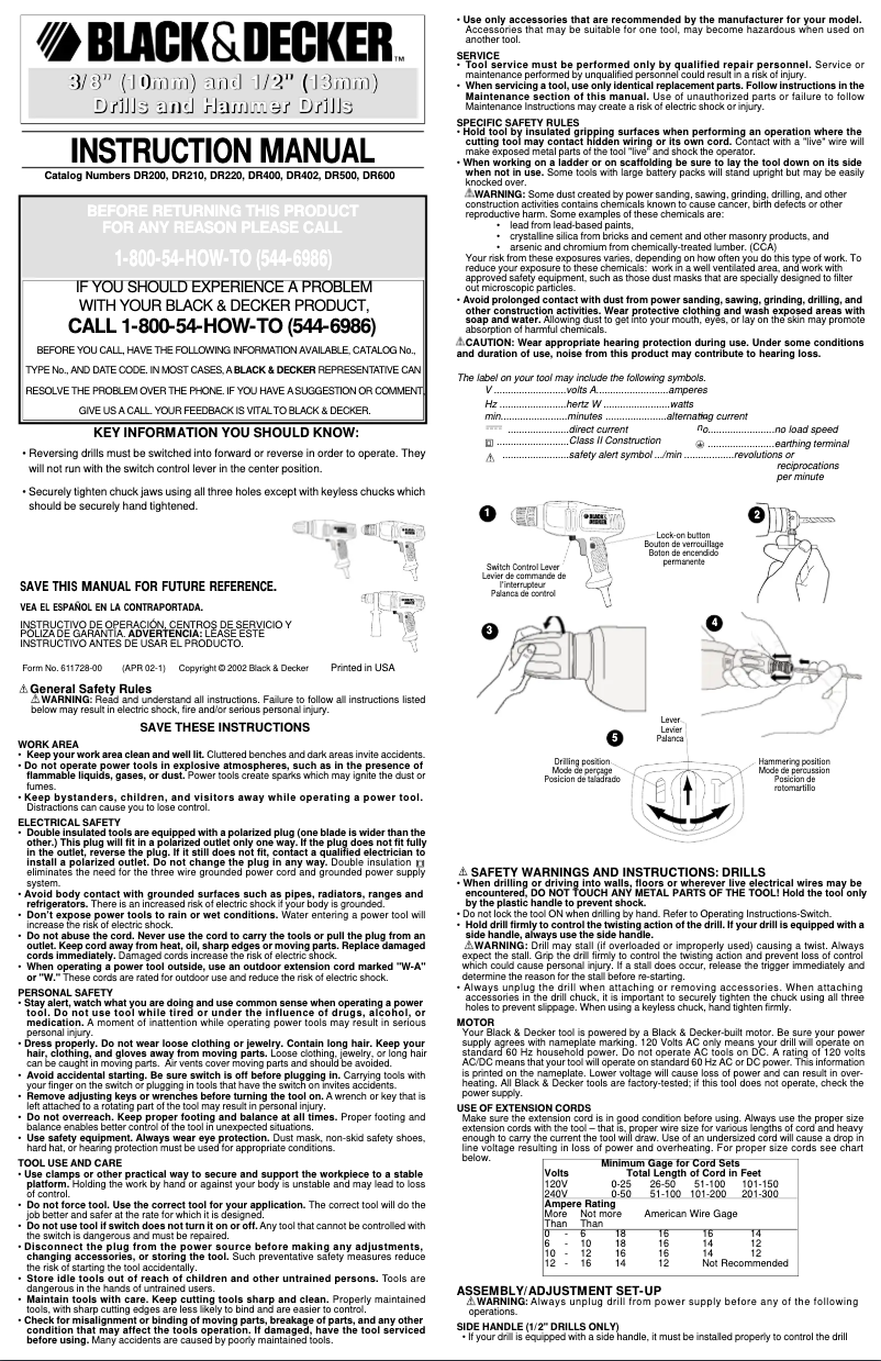 Page n°1 - Manuel utilisateur Black & Decker DR210