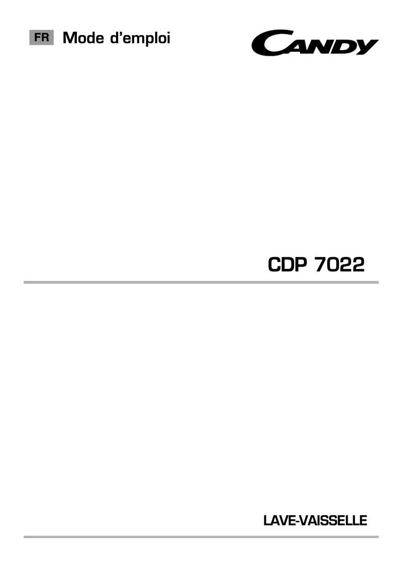 Page 1 de la notice Manuel utilisateur Candy CDP 7022-47