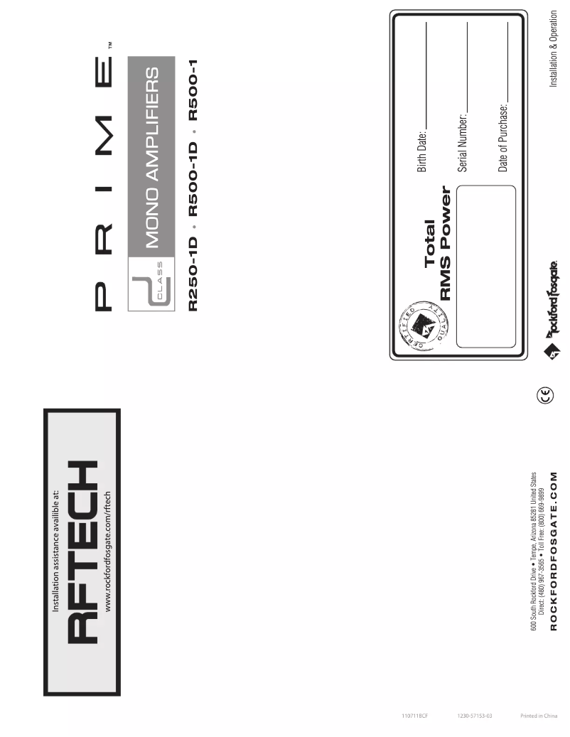 Page 1 de la notice Manuel utilisateur Rockford Fosgate R250-4