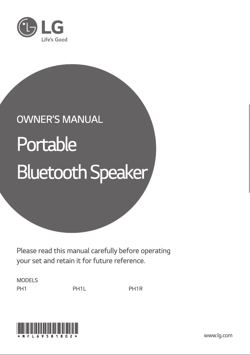 Image de la première page du manuel de l'appareil PH1L