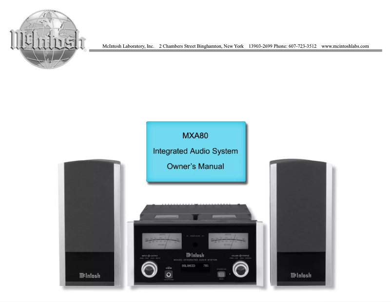 Page 1 de la notice Manuel utilisateur McIntosh MXA80