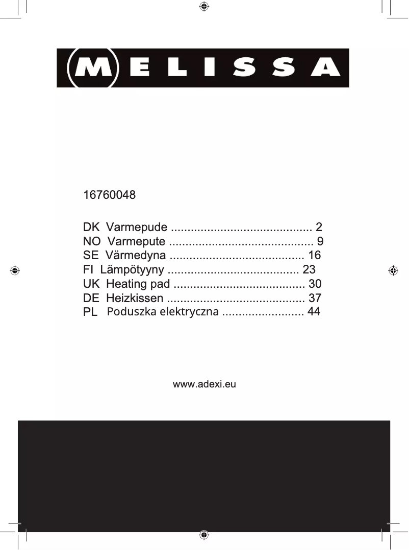 Page n°1 - Manuel utilisateur Melissa 16760048