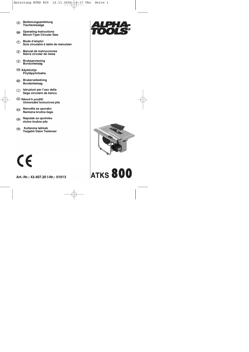 Página 1 del manual Manual de usuario Alpha Tools ATKS 800