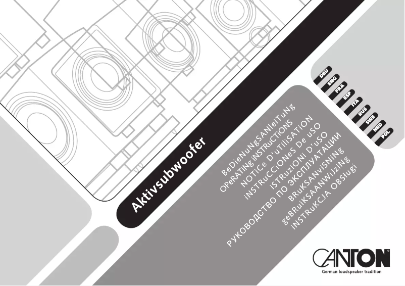 Page n°1 - Manuel utilisateur Canton SUB 900