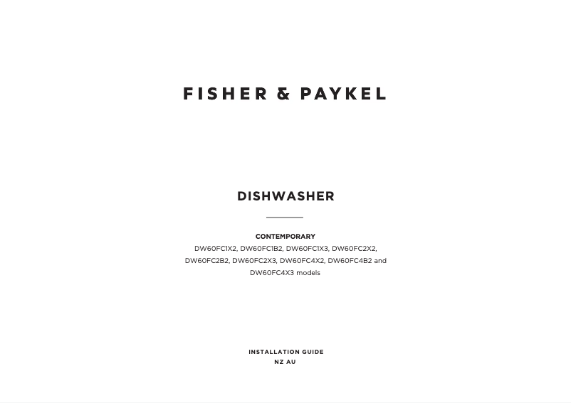 Page 1 de la notice Guide d'installation Fisher & Paykel DW60FC1X3